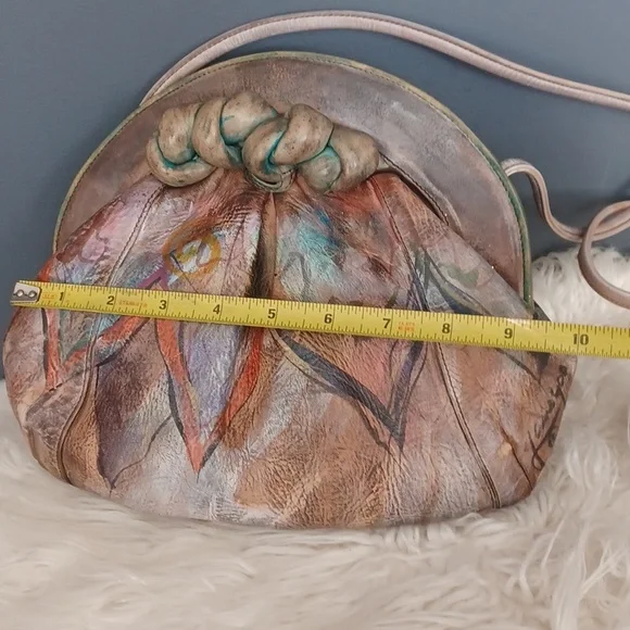 Vintage Jane Yoo Unique Hand  Painted Leather Crossbody - Picture 10 of 16